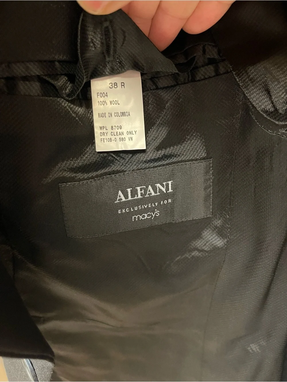 Alfani Black 100% Wool Blazer Sport Coat Men’s 38R Classic Fit